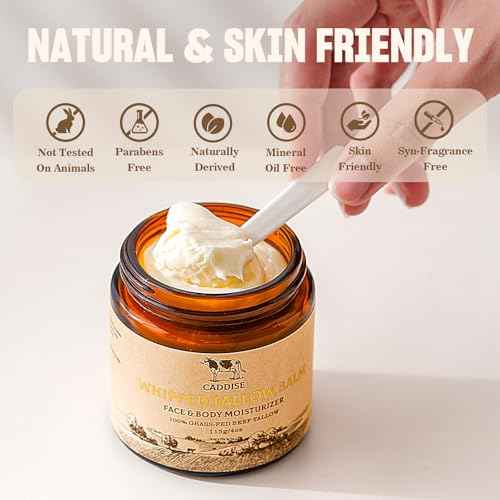 Whipped Beef Tallow for Skin ? 100% Grass-Fed Handmade Cream Moisturizer for Face & Body, Natural with Honey, Shea Butter, Jojoba Oil, Non-Greasy, Nourishing for Men, Women, Kids, 4 Oz