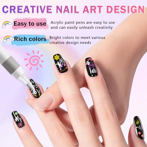 Nail Art Pens Set, 60 Colors Nail Art Markers Polish Pens for Painting Nails, Acrylic Paint Drawing Painting Dotting Markers Pen Quick Drying Nail Art Design Manicure Tools