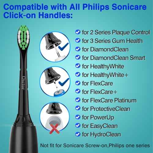 Fit for Sonicare Replacement Heads, Toothbrush Replacement Brush Heads Compatible with Philips Sonicare Click on Electric Toothbrush, 10 Pack, Black