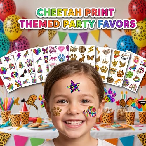 96 Cheetah Print Temporary Tattoos for Kids | Party Favors
