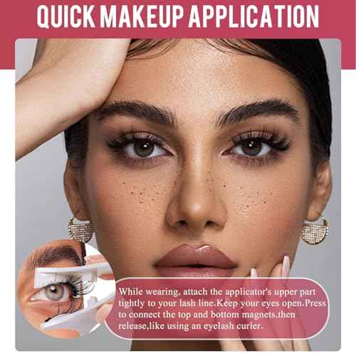 Magnetic Eyelashes Natural Look, Eyelashes with Applicator, Natural Look, Reusable Glue-free False Eyelashes Series (Nature Series(EA10+EM10))