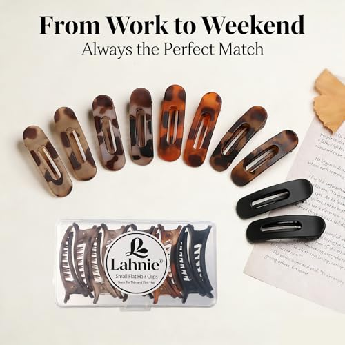 Lahnie Small Flat Hair Clips - 10 Pack for Thin Fine Hair