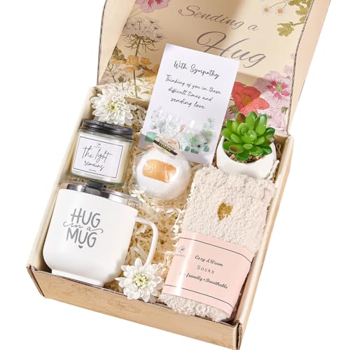Sympathy Gift Basket with Candle, Bath Salts & Socks