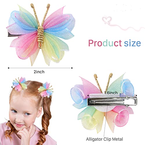 10PCS Mini Butterfly Hair Clips, Oaoleer 2" Tulle Mesh Hair Bow Pins Colorful Butterfly Hair Barrettes Wedding Hair Accessories for Baby Girls Women Halloween Cosplaying Party Decor (Tulle Butterfly)