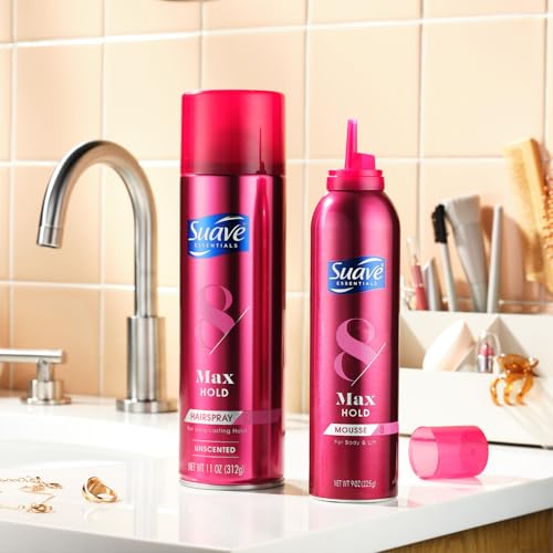 Suave Hairspray Max Hold Variety 2-Pack, Unscented & Scented Formulas ? Aerosol Hairspray, 11 Oz Ea.