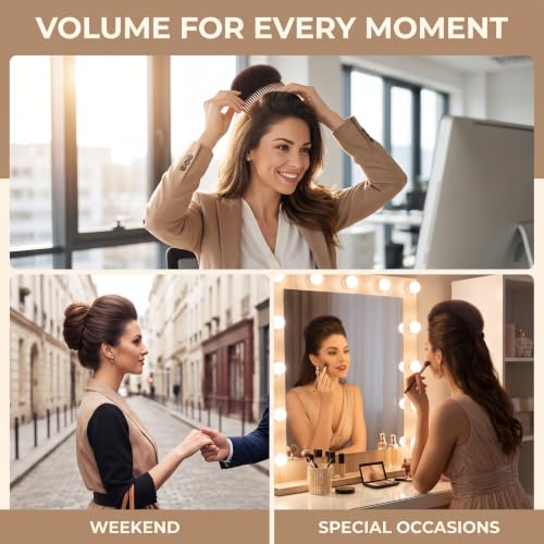 Brown Hair Bun Maker Kit - 2pc Sponge Foam Inserts with Clips for Braids & Updos