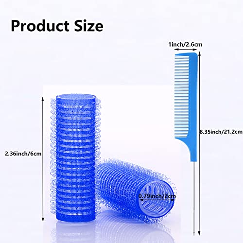 Heatless Self Grip Small Hair Rollers Set with Rat Tail Comb - 18 Pack