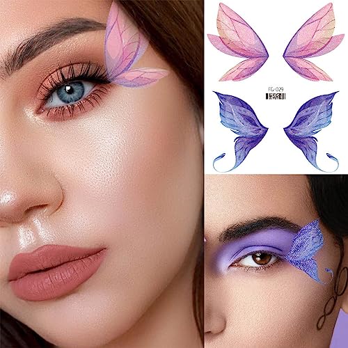 Uranian Butterfly Temporary Tattoos - 6 Sheets Waterproof Face Stickers