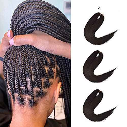 Dosso Beauty 3 Pack Hypoallergenic Pre-Stretched Braiding Hair, 28 Inches, Itch-Free, Fast Drying, Hot Water Set, Light-weight-85g, Synthetic, Natural Looking color- (#2)