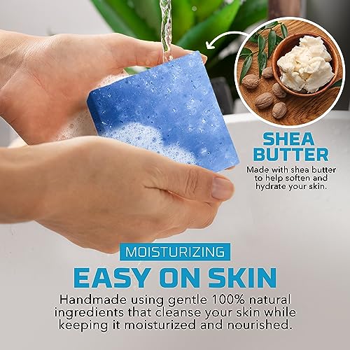 Natural Bar Soap for Men - Vegan Bath Soap Bars Gift Set - Handmade Cold Process Soap w/Essential Oil, Cool Spring Scent (4 Pack)