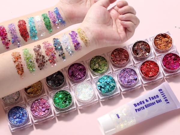 Body Glitter Gel – Chunky Face & Hair Sparkle, All-Day Wear