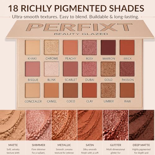18 Color Eyeshadow Palette with Concealer Base & Shimmer