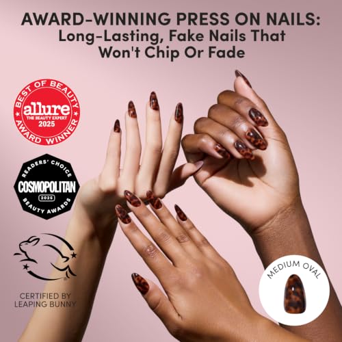 Glamnetic Press On Nails Medium Oval Tortoiseshell 30pc