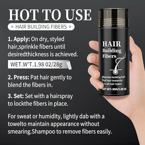 Hair Building Fibers for Thinning Hair, Black 30g
