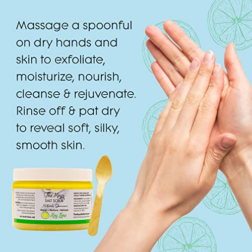 Key Lime Sea Salt Body Scrub Exfoliator with Wooden Spoon
