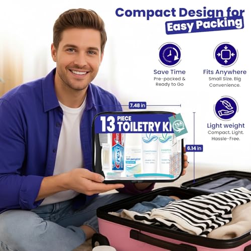13-Piece Travel Toiletry Kit, TSA Compliant with Bag