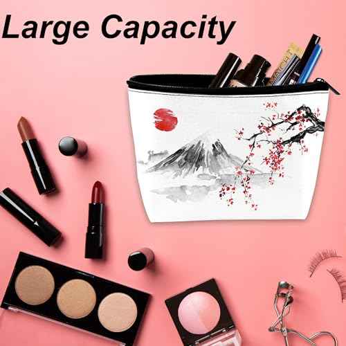 Makeup Bag Japanese Cherry Blossom Cosmetic Bag for Women, Sun Fuji Mount Travel Small Bag for Purse, Pouch for Toiletries Water Resistant Gift 9.5¡¿5.9 Inch