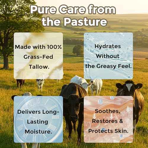 Beef Tallow and Honey Balm for Face, All-Natural Tallow and Balm for Face & Body, Grass-Fed Tallow with Raw Wild Honey, Ultra-Hydrating Moisturizer for Men and Women