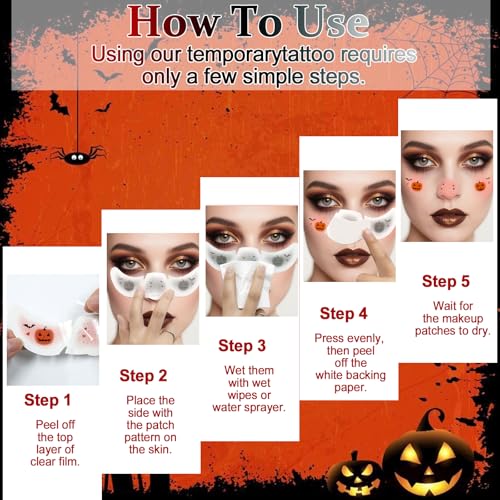 Boko Halloween Glitter Tattoos 10-Pack | Holographic Face Freckles
