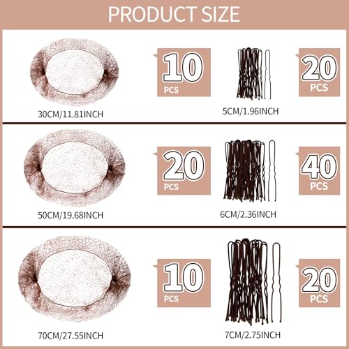 Teenitor Hair Net Set - 40 Invisible Nets & 80 Bobby Pins for Ballet Buns