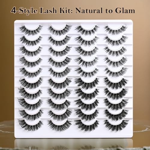 Cat Eye False Eyelashes - 20 Pairs Wispy Demi Lash Set