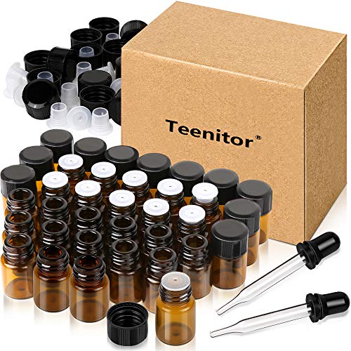 2ml Amber Glass Essential Oil Bottles 36-Pack with Droppers
