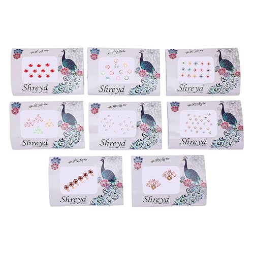 Crystal Bindi Pack of 8 - Self-Adhesive Forehead Gems