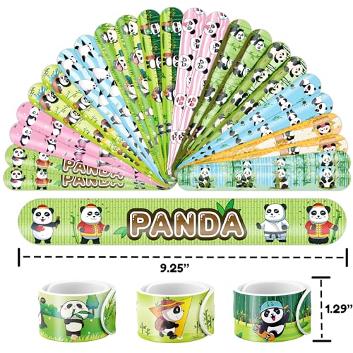 48PCS Panda Party Set - 24PCS Temporary Tattoos & 24PCS Slap Bracelets - Perfect for Panda-Themed Birthday Parties, Baby Showers, Classroom Rewards & Cute Gifts for Girls & Boys