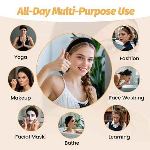 Headbands for Women - 6 Pack Wide Elastic Hair Bands | Stretchy Sweatbands Hair Bands | Soft Sports Thin Head Bands | Non-Slip Accessories Bands for Fashion, Washing Face, Workouts, Yoga, Daily Use