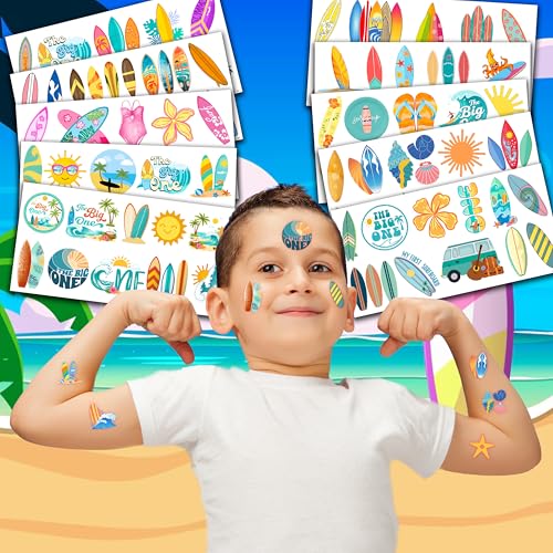 Surfing Temporary Tattoos - 100 PCS, 10 Sheets for Kids