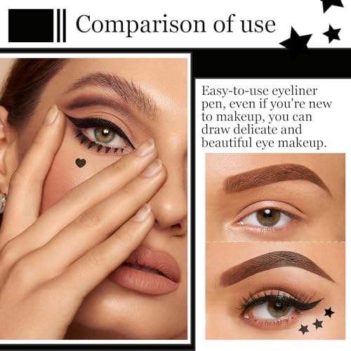 Double-Sided Eyeliner Stamp Pen Set - Waterproof, 5 Shapes