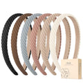 Obeoby 6 Pack Non-Slip Knitted Headbands for Women - Brown Series
