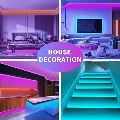 KSIPZE 100ft RGB LED Strip Lights with Music Sync & App Control for Bedroom & Home Decor