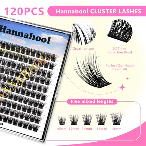 Large Tray,10-20mm to Choose DIY Eye Lashes Extensions 120 Cluster Wide Stem Eyelashes Soft and Lightweight Individual False Eyelashes Dramatic Look (10mm)