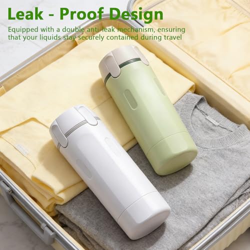GOJWW 4-in-1 Travel Dispenser Bottles with Labels, Leak-Proof 30ml Each – White