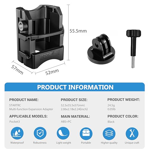 Tomat Osmo Pocket 3 Expansion Adapter for DJI Osmo Pocket 3 Creator Combo Handle Accessories Cold Shoe, Extended Mounting Bracket Strap Attached to a Tripod Cycling mounts Selfie Stick, etc