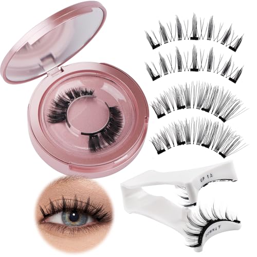 Magnetic Eyelashes with Applicator No Glue Reusable Magnetic Lashes Natural Lightweight Soft Magnetic Eyelash Wispy Easy to Use,2 Pairs of 2 Styles by Wendy Lashes(KS02/XM1)