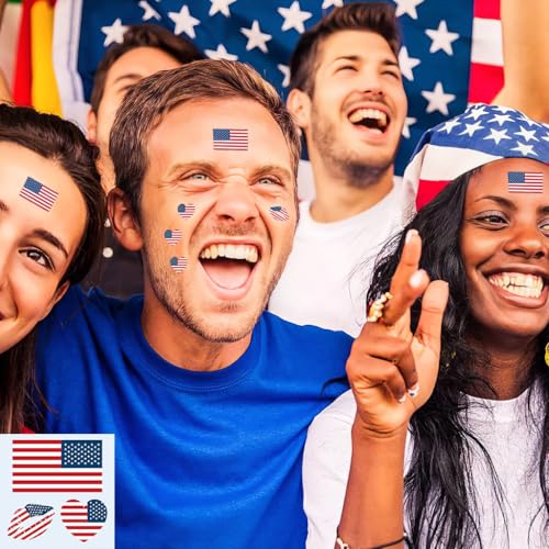 Y&C TENCOB American Flag Temporary Tattoos - 25 Sheets, 75 Pcs