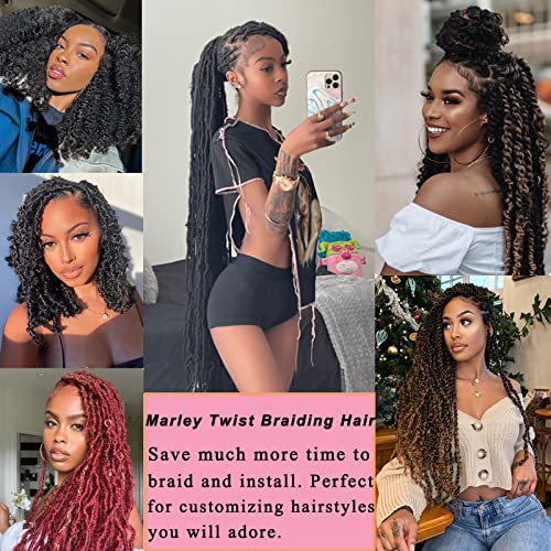 8 Packs Springy Afro Twist Hair 8 inch BUG, Pre Separated Kinky Marley Twist Braiding Hair Soft Synthetic Locs Crochet Hair Pre Fluffed Spring Twist Marley Hair Extensions for Black Women