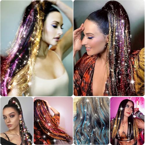24 Color Hair Tinsel Kit - 8600 Strands Heat Resistant Extensions