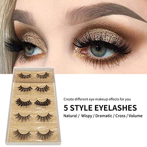 DYSILK Fake Lashes Pack False Mink Lashes 5 Pairs Wispy Fluffy Eyelashes