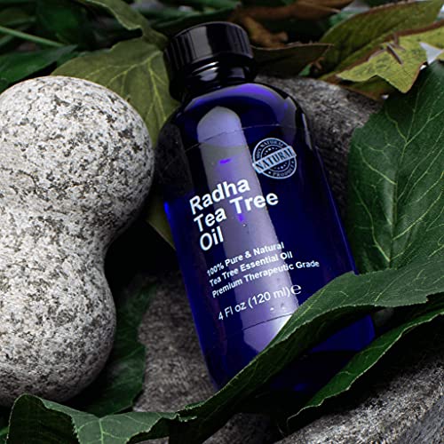 Radha Beauty Tea Tree Essential Oil 4 oz. - 100 Percent Pure & Natural Therapeutic Grade - DYI Soaps, Shampoo, Body Wash, Aromatherapy