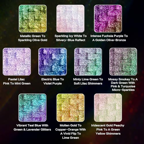 UCANBE Chameleon Multichrome Eyeshadow Palette - 10 Color Shifting Shades