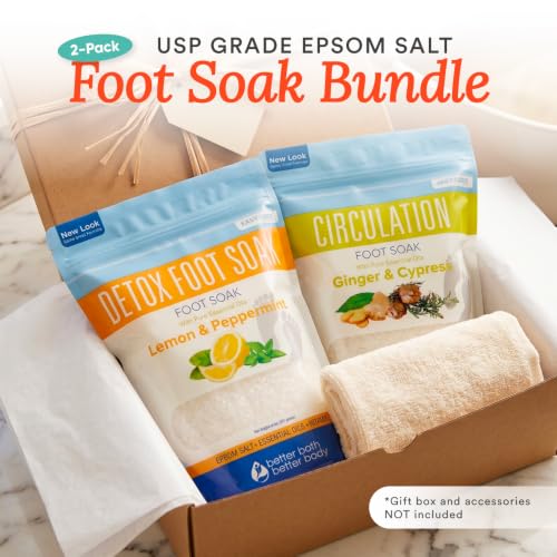 Epsom Salt Foot Soak Bundle (2 Pack) - Natural DIY Foot Spa with Scoop