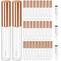 KPX 30 Pcs lip Gloss Tube Containers Bulk Wand 10ml Empty Clear Pink Lip Oil Tubes Refillable Lip Balm Bottles with Rubber Insert for DIY Makeup Such as Lip Samples, Homemade Lip Balm (Rose Golden)