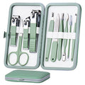 10-Piece Stainless Steel Manicure Set in Jade Green - Travel Grooming Kit