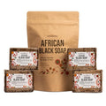 Raw African Black Soap Bar, 4 Pack (16 oz Total) - 100% Pure & Authentic Black African Soap from Ghana | With Shea Butter for Face & Body | Unscented Bar Soap for Men and Women