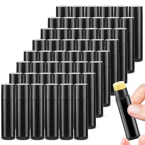100 Pcs 5g Plastic Lipstick Tube Empty Black Lip Balm Tubes Containers Lip Gloss Storage Container Holder with Caps for DIY Lip Balm Cosmetic