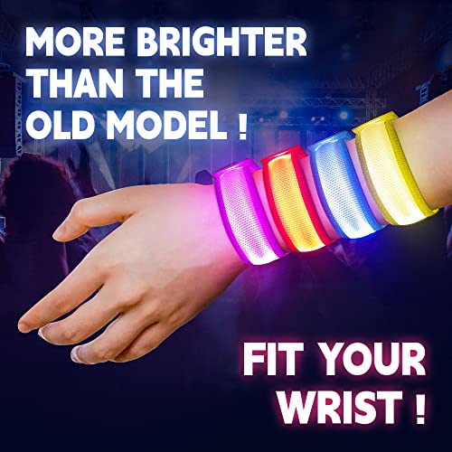 KIRALUMI 8 Pack LED Light Up Bracelets - Multicolor 7 Solid + 1 Multicolor Bands, 3 Modes