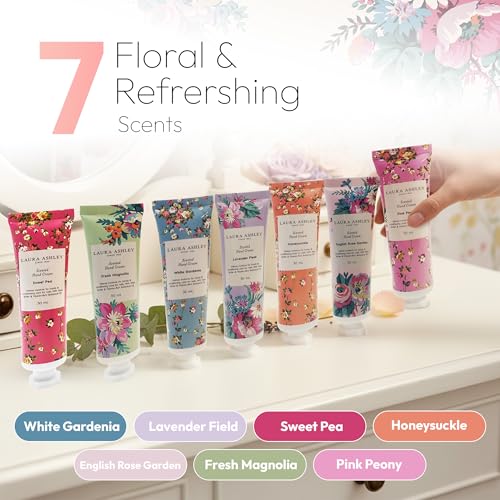 Laura Ashley Hand Cream Set - 7 Travel Size Moisturizing Lotions
